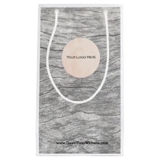 あなたのロゴの色あせた木材紙抱き枕 スモールペーパーバッグ