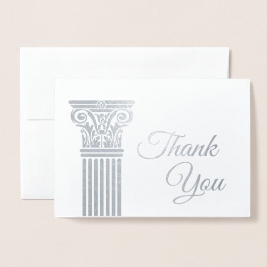 あなたのロゴの銀ぱくのサンキューカード|の柱を加えて下さい 箔カード (封筒付き正面)