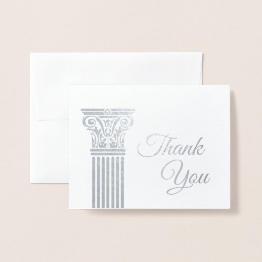 あなたのロゴの銀ぱくのサンキューカード|の柱を加えて下さい 箔カード (封筒付き正面)