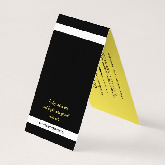 あなたのロゴの黒く及び黄色の子供の衣服のこつのラベル 名刺 (裏面)