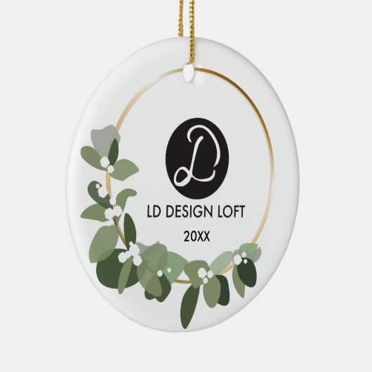 あなたのロゴはここにビジネスのクリスマスに行く セラミックオーナメント (右)
