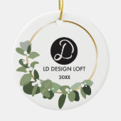 あなたのロゴはここにビジネスのクリスマスに行く セラミックオーナメント (正面)