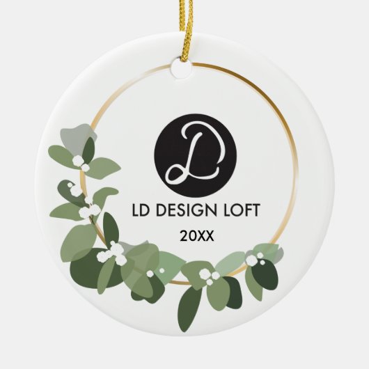 あなたのロゴはここにビジネスのクリスマスに行く セラミックオーナメント (正面)