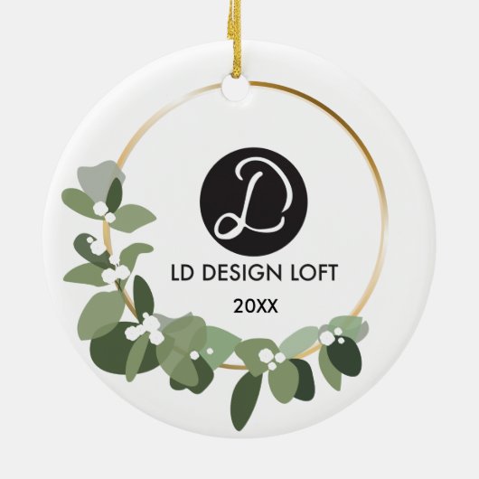 あなたのロゴはここにビジネスのクリスマスに行く セラミックオーナメント (裏面)