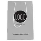 あなたのロゴはここカスタムにビジネスモダングレー ミディアムペーパーバッグ (正面)