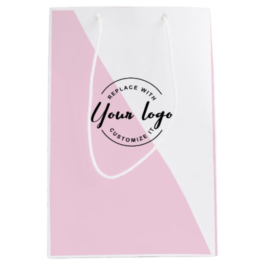 あなたのロゴはここモダンピンク株式会社 ミディアムペーパーバッグ (正面)
