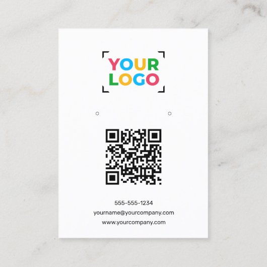 あなたのロゴはこちらイヤリングQrコードホワイトディスプレイカード 名刺 (裏面)