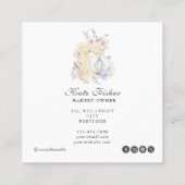 あなたのロゴはこちらケーキベーキングシェフフローラ水彩 スクエア名刺 (裏面)