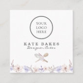 あなたのロゴはこちらケーキベーキングシェフフローラ水彩 スクエア名刺 (正面)
