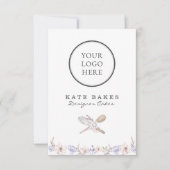 あなたのロゴはこちらケーキベーキングシェフフローラ水彩 招待状 (正面)