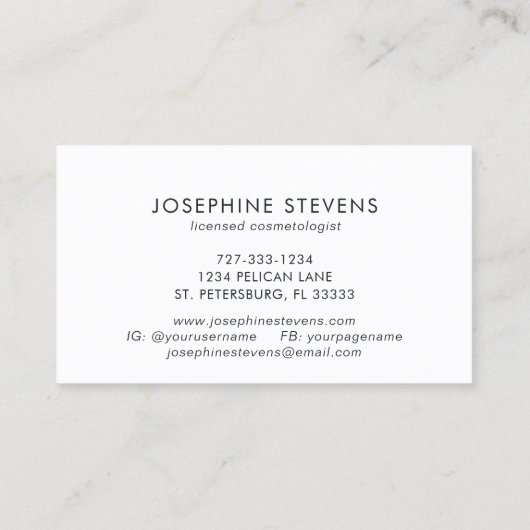 あなたのロゴはこちらシャンパンフォイルスクリプトタイポグラフィ 名刺 (裏面)