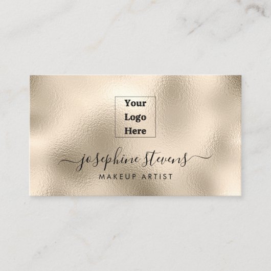 あなたのロゴはこちらシャンパンフォイルスクリプトタイポグラフィ 名刺 (正面)