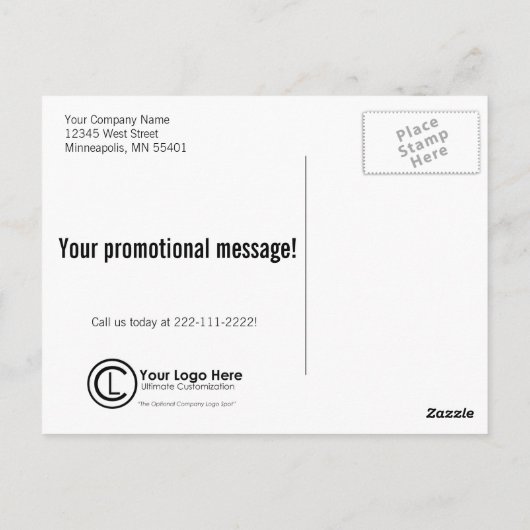 あなたのロゴはこちらシンプル&カスタムプロモーションポストカード ポストカード (裏面)