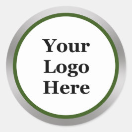 あなたのロゴはこちらダークグリーンホワイトシルバーテンプレート ラウンドシール