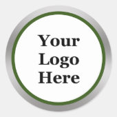 あなたのロゴはこちらダークグリーンホワイトシルバーテンプレート ラウンドシール (正面)