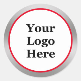 あなたのロゴはこちら明るい赤の白のシルバーテンプレート ラウンドシール