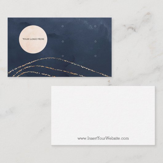 あなたのロゴはこちら3イヤリングディスプレイ海軍&金ゴールド 名刺 (正面/裏面)