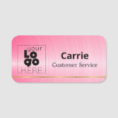 あなたのロゴはブラシ付きホットピンクの名前タグと金ゴールド 名札 (正面)