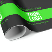 あなたのロゴまたはイメージ | ブラック & ブライトグリーン ラッピングペーパー (ロールコーナー)