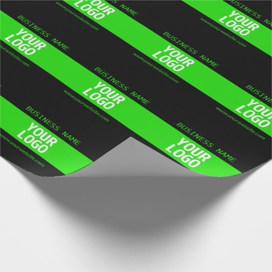 あなたのロゴまたはイメージ | 黒 & 明るい緑 ラッピングペーパー (角)