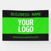 あなたのロゴまたはイメージ | 黒 & 明るい緑 横断幕 (横)