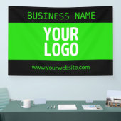 あなたのロゴまたはイメージ | 黒 & 明るい緑 横断幕 (トレードショー)