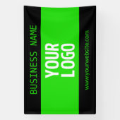 あなたのロゴまたはイメージ | 黒 & 明るい緑 横断幕 (縦)