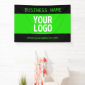 あなたのロゴまたはイメージ | 黒 & 明るい緑 横断幕 (インサイチュ)