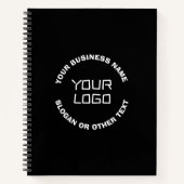 あなたのロゴまたは画像と編集可能なテキスト | 黒と白 ノートブック (正面)