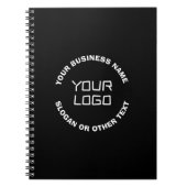 あなたのロゴまたは画像と編集可能なテキスト | 黒と白 ノートブック (正面)