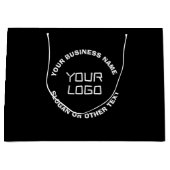 あなたのロゴまたは画像と編集可能なテキスト | 黒と白 ラージペーパーバッグ (正面)