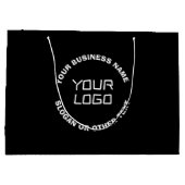 あなたのロゴまたは画像と編集可能なテキスト | 黒と白 ラージペーパーバッグ (裏面)