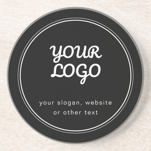 あなたのロゴをおしゃれに編集可能な白黒デザイン コースター (正面)