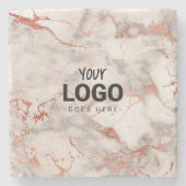 あなたのロゴをバラ金ゴールド大理石 ストーンコースター (正面)
