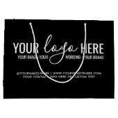 あなたのロゴイベントビジネス会社ブランディングブラック ラージペーパーバッグ (裏面)