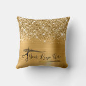 あなたのロゴキラキラした金ゴールドガラス クッション (裏面)