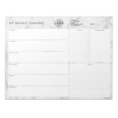 あなたのロゴグレイ大理石シンプルのプランナー ノートパッド (正面)