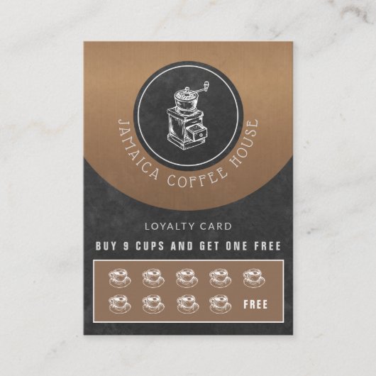 あなたのロゴコーヒーショップ無料のコーヒーロイヤリティカード 名刺 (正面)