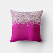 あなたのロゴシルバーグリッターホットピンクグラム クッション (裏面)