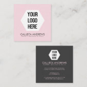 あなたのロゴシンプルのモダンピンクブラックタイポグラフィ スクエア名刺 (正面/裏面)