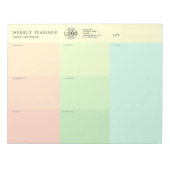 あなたのロゴシンプルパステルアンデートウィークリープランナー ノートパッド (正面)
