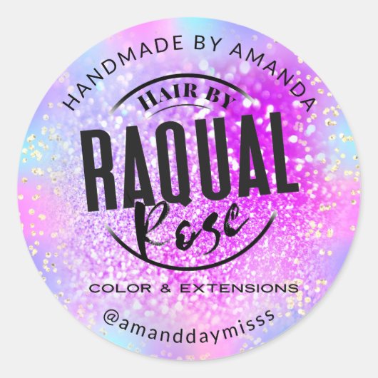 あなたのロゴスモールビジネスホログラフグリッター金ゴールド ラウンドシール (正面)