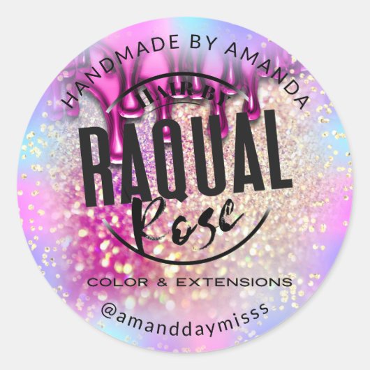 あなたのロゴスモールビジネスホログラフグリッターGlam ラウンドシール (正面)