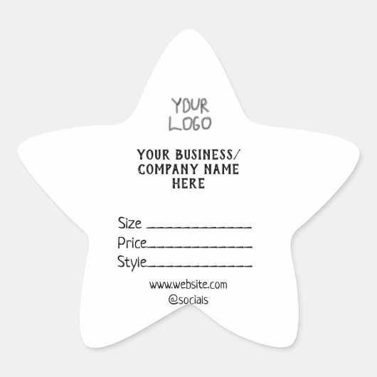 あなたのロゴソーシャルメディアQRコード価格ラベル 星シール (正面)