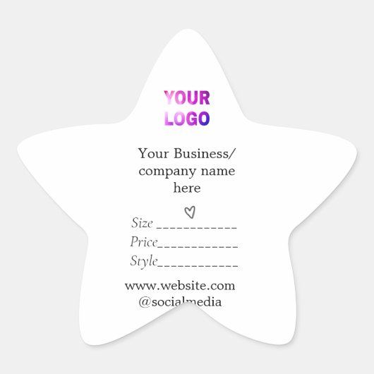 あなたのロゴソーシャルメディアQRコード価格ラベル 星シール (正面)