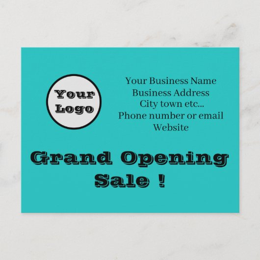 あなたのロゴダイレクトメールグランドオープニングセール広告 ポストカード (正面)