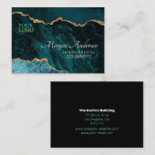 あなたのロゴティール（緑がかった色）アゲート金ゴールドBlkエレガントプロフェッショナル 名刺 (正面/裏面)
