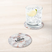 あなたのロゴバラ金ゴールドと灰色の大理石の石 ラウンドペーパーコースター (インサイチュ)