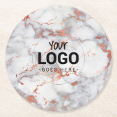 あなたのロゴバラ金ゴールドと灰色の大理石の石 ラウンドペーパーコースター (正面)