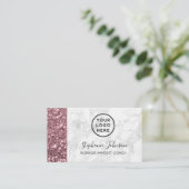 あなたのロゴバラ金ゴールドピンクグリッターホワイトマーブル 名刺 (スタンド正面)